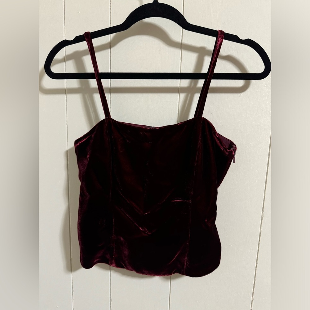 Vintage 80’s Giorgio Armani burgundy wine velvet cami corset top size 40 small
